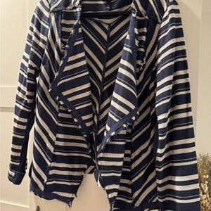 Lane Bryant Navy and Cream Striped Cardigan